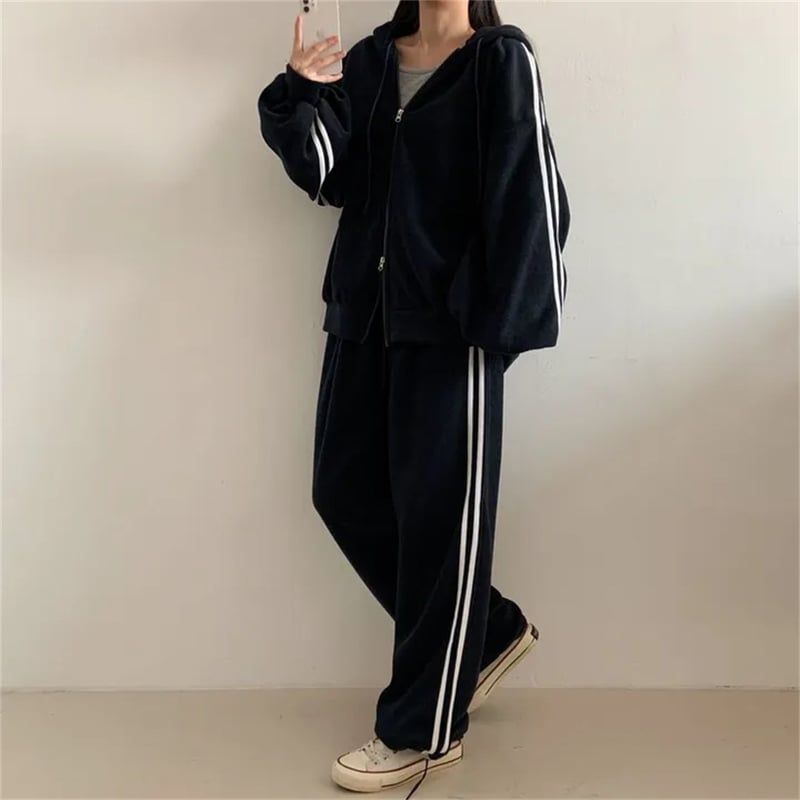 セットアップ 上下セット スウェット サイドライン ダブルジップ