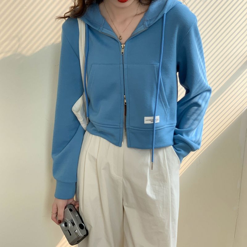 8カラー展開 パーカー ショート丈 ジップアップ シンプル