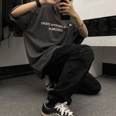 ユニセックス Tシャツ 半袖 ドロップショルダー ラウンドネック オーバーサイズ 韓国ファッション メンズ レディース トップス カジュアル ストリートファッション DTC-638055341572