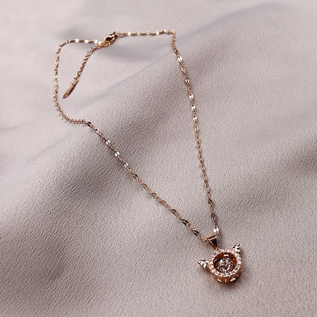 サークル ネックレス 天使の羽 チェーン付き 金属アレルギー対応 CZ ペンダント アクセサリー チタン メッキ 韓国アクセサリー DTC-622240378318