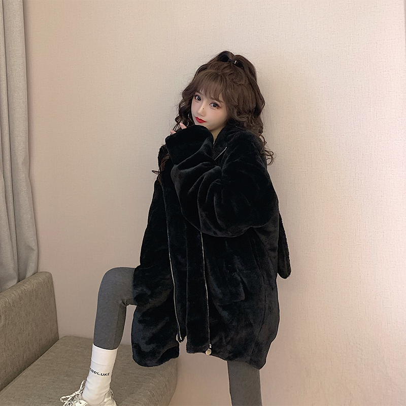 うさ耳フード付き ボアジャケット ボアパーカー ボアコート もこもこ