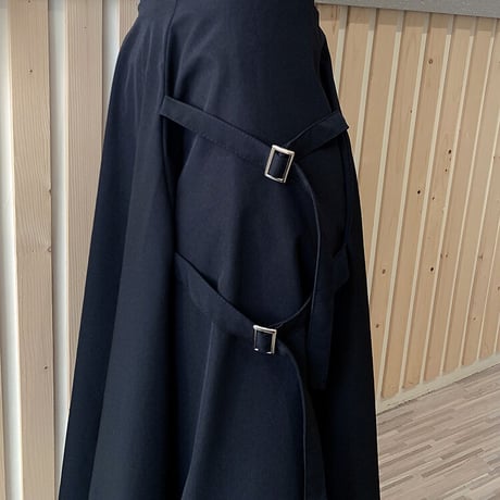 不規則デザイン スカート スプリットスカート アシンメトリー 韓国ファッション レディース ロングスカート アシメ Aライン バックル ハイウエスト ガーリー DTC-623466402690