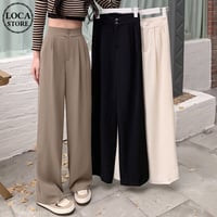 ワイドパンツ ストレートパンツ パンツ タック スラックス ハイウエスト シンプル レトロ 韓国ファッション レディース 大人可愛い ガーリー DTC-666705107446