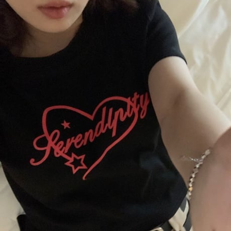 Tシャツ 半袖 クロップド丈 フロントプリント トップス ショート丈 クルーネック レトロ 韓国ファッション レディース 大人可愛い ガーリー カジュアル DTC-715352024731