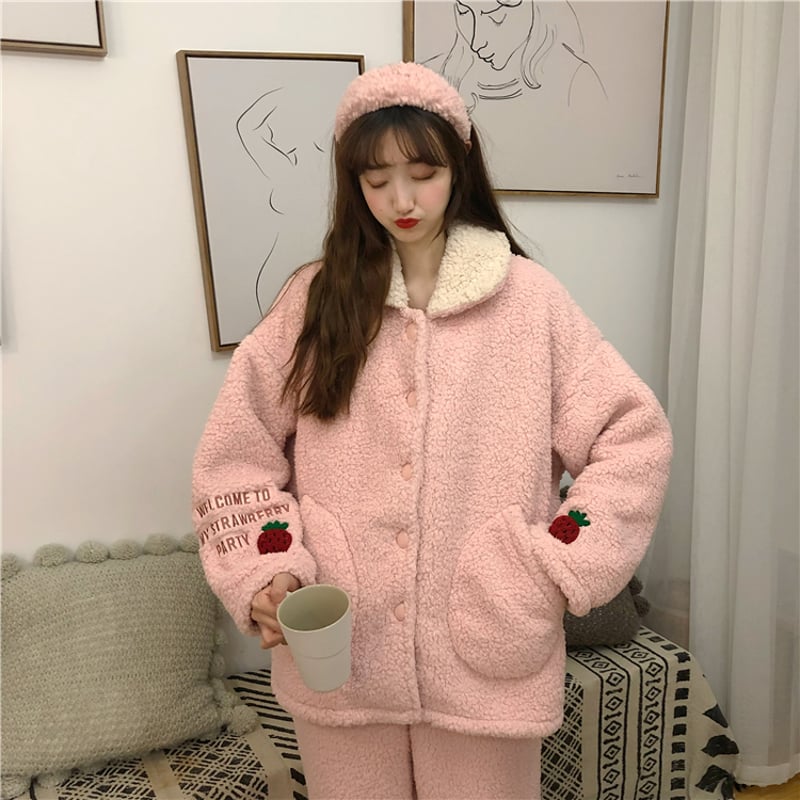 ルームウェア】 パジャマ セットアップ トップス + パンツ ボア