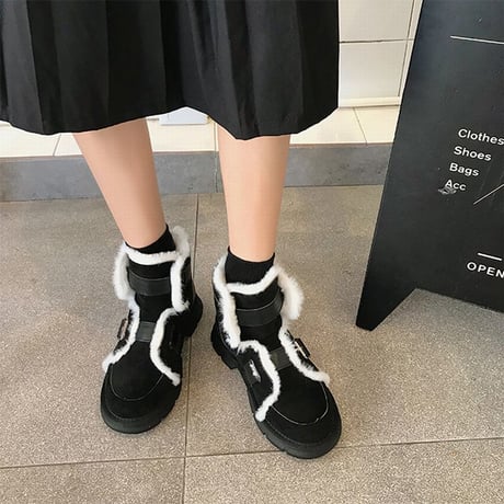 ムートンブーツ ショートブーツ ベルト 韓国ファッション レディースブーツ もこもこ カジュアル かわいい 歩きやすい (DTC-607055334665)