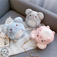 ミニ ファーバッグ ネズミ マウス 干支 韓国ファッション バッグ ぬいぐるみ ショルダーバッグ 斜め掛け ハンドバッグ メッセンジャーバッグ ミニバッグ (DTC-602079137165)