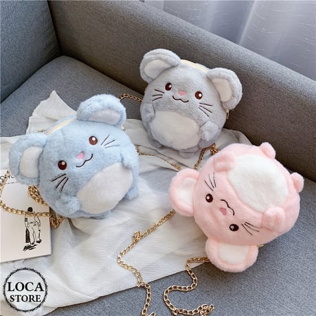 ミニ ファーバッグ ネズミ マウス 干支 韓国ファッション バッグ ぬいぐるみ ショルダーバッグ 斜め掛け ハンドバッグ メッセンジャーバッグ ミニバッグ (DTC-602079137165)