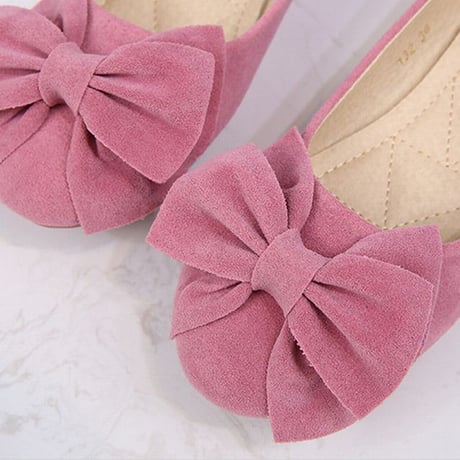 パンプス リボン 22.0～26.5cm スクエアトゥ ぺたんこ ローヒール スエード フラットシューズ かわいい 歩きやすい 韓国ファッション レディース DTCA-701893576873