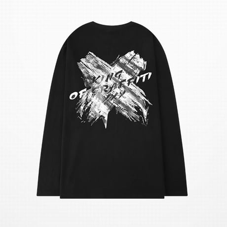ユニセックス 長袖Tシャツ ×ペイント Tシャツ バツペイント 長袖 オーバーサイズ 韓国ファッション メンズ レディース 韓国ストリートファッション DTC-610859198983