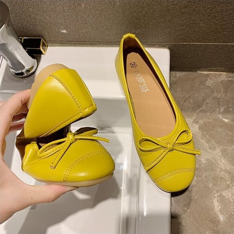 パンプス リボン フラットシューズ 22.5～25.0cm ぺたんこ 韓国ファッション レディース シンプル フラットパンプス ローヒール シューズ キュート かわいい 598254974136