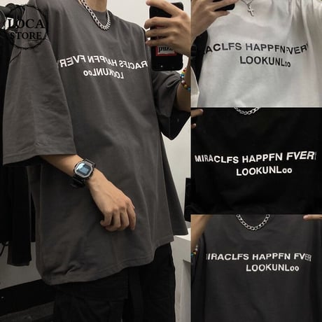 ユニセックス Tシャツ 半袖 ドロップショルダー ラウンドネック オーバーサイズ 韓国ファッション メンズ レディース トップス カジュアル ストリートファッション DTC-638055341572