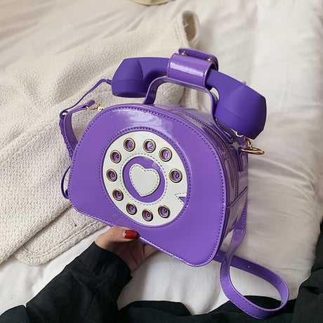 2wayバッグ 電話モチーフ エナメル ショルダーバッグ ハンドバッグ ミニバッグ 肩掛け 斜め掛け ユニーク かわいい レトロ 韓国ファッション レディース DTC-666643976589