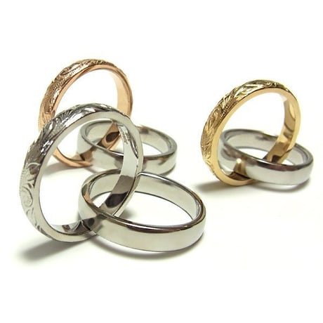 【HAWAIIANJEWELRY / ハワイアンジュエリー】 2連 リング 指輪 K14コーティング ピンクゴールド シルバー サージカルステンレス ステンレス ノンアレルギー (grs8653)