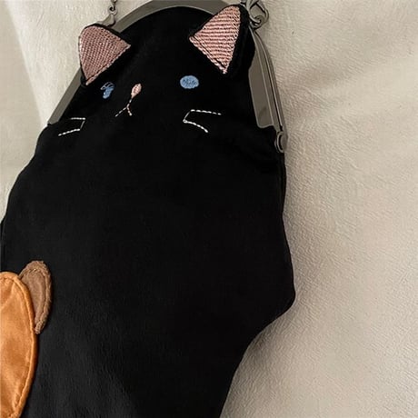 ショルダーバッグ ミニバッグ がま口 猫 ネコ 斜め掛け 肩掛け シンプル ユニーク かわいい レトロ ガーリー DTC-586650712312