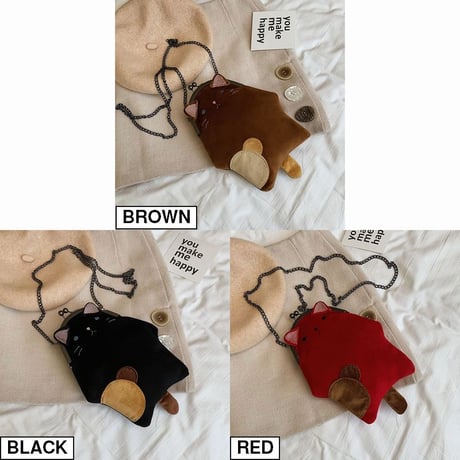 ショルダーバッグ ミニバッグ がま口 猫 ネコ 斜め掛け 肩掛け シンプル ユニーク かわいい レトロ ガーリー DTC-586650712312
