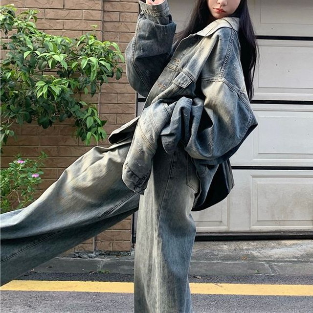 セットアップ デニムジャケット デニムパンツ ウォッシュ加工