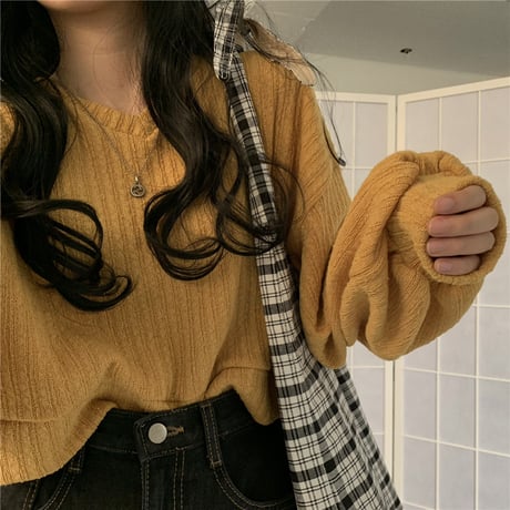 【6カラー】 ニットセーター ショート丈 ドルマンスリーブ 韓国ファッション レディース ニット セーター ショートニット Vネック DTC-604580835830