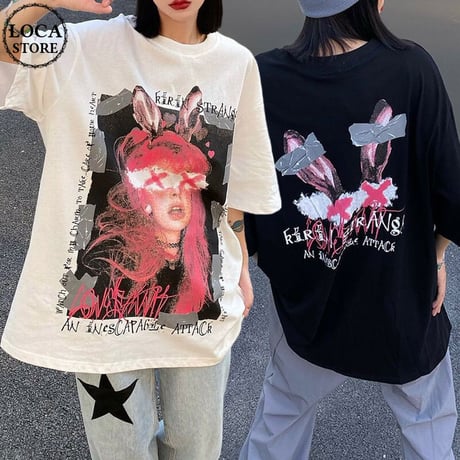 【2カラー】ユニセックス Tシャツ 半袖 バックプリント オーバーサイズ 大きめ カジュアル 韓国ファッション メンズ レディース 韓国ストリートファッション DTC-672756070324