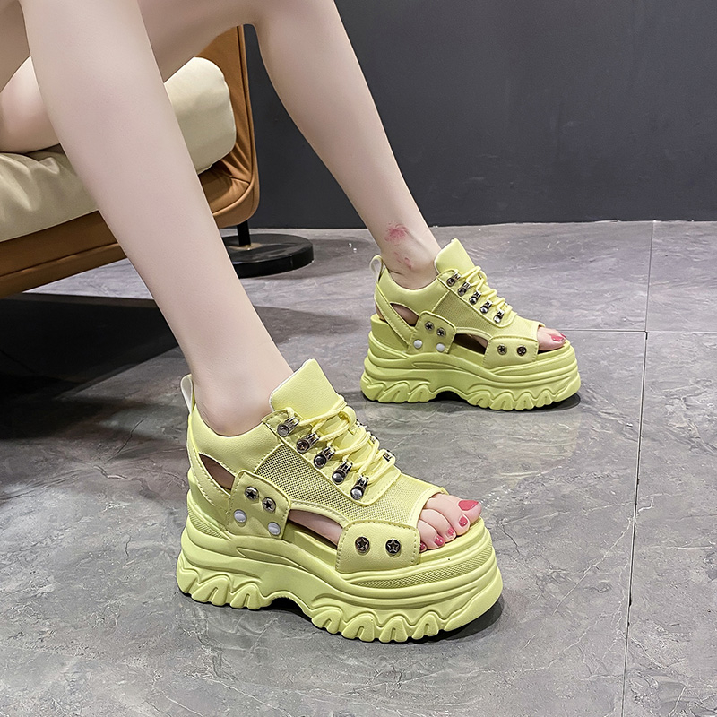 厚底サンダル メッシュ スニーカー風サンダル スポサン 厚底