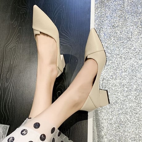 パンプス チャンキーヒール バブーシュ スクエアトゥ 韓国ファッション レディース 潰し履き 歩きやすい DTC-599533235253