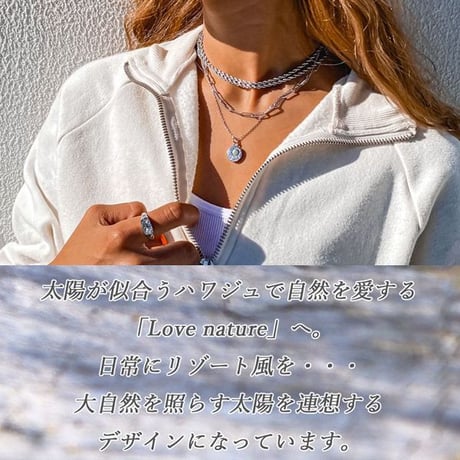 ハワイアンジュエリー ネックレス 金属アレルギー対応 サンマーク 太陽 コイン スクロール 波 名入れ 刻印 サージカルステンレス メンズ レディース インスタ gps81367