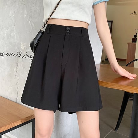 ワイドパンツ ショートパンツ 薄手 韓国ファッション レディース ショート丈 ハイウエスト ガーリー DTC-618569677358