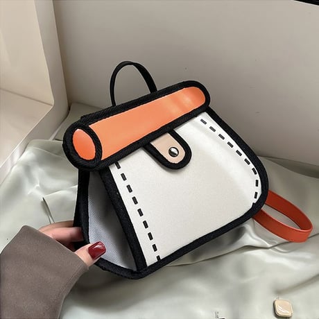 2way 2Dバッグ ショルダーバッグ ハンドバッグ キャンバスバッグ ミニバッグ チェーン 肩掛け 斜め掛け ユニーク かわいい 韓国ファッション レディース DTC-673129556706