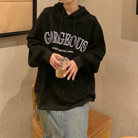 プルオーバー パーカー オーバーサイズ トップス 裏起毛 プラスベルベット レトロ 韓国ファッション レディース ガーリー 大人カジュアル カジュアル ストリート系 DTC-656645896321