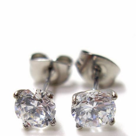【ステンレスアクセサリー】幅0.2cm 1粒 CZ ダイヤモンド ピアス ステンレス 金属アレルギー対応 esj801