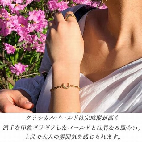 ハワイアンジュエリー ブレスレット 三日月 金属アレルギー対応 スクロール 波 サージカル ステンレス シルバー ゴールド ピンクゴールド インスタ gbs8198