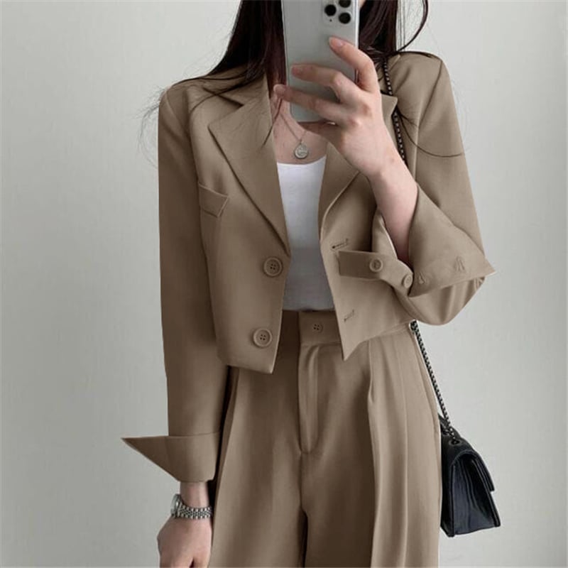 セットアップ 2点セット ショートジャケット ワイドパンツ セットアップ 2点セット ショートジャケット ワイドパンツ