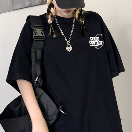 ユニセックス Tシャツ 半袖 ラウンドネック オーバーサイズ 韓国ファッション メンズ レディース トップス 大きめ カジュアル ストリートファッション DTC-638006904577