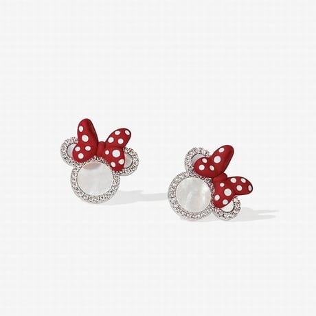 両耳 ピアス ディズニー Disney ミニーマウス ミニー キラキラ コラボ キラキラ シェル 合金 シルバー925 アクセサリー DTC-608237985997