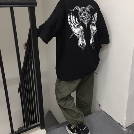 ユニセックス Tシャツ 半袖 メンズ レディース ダークホラー プリント オーバーサイズ 大きいサイズ ルーズ ストリート DTC-598850483866