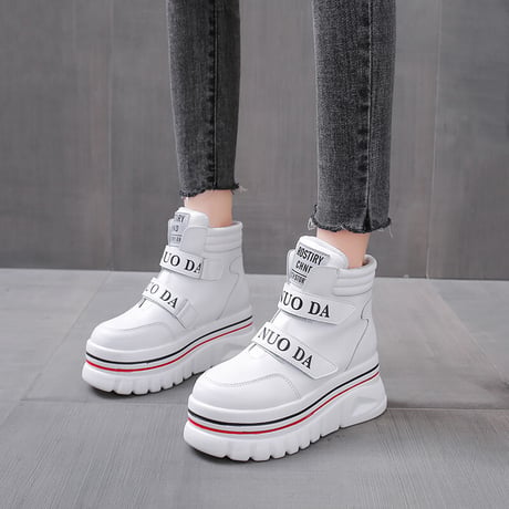 厚底 ダットスニーカー ヒール6cm ハイカット 22.5～24.5cm 韓国ファッション レディース 厚底スニーカー ハイトップ スニーカー カジュアル スポーツ 632308455327