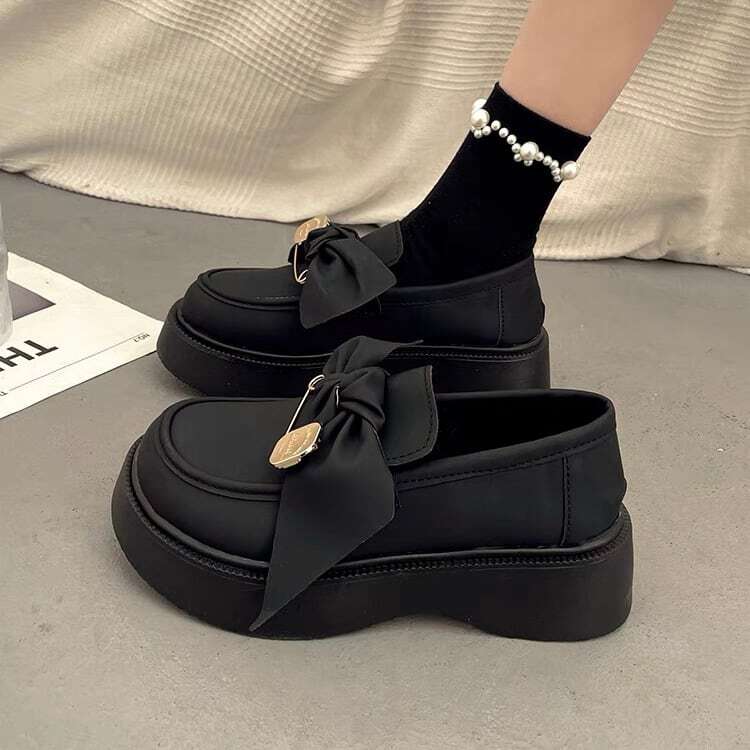 BUBBLES リボンローファー 黒 BUBBLES リボンローファー 38サイズ