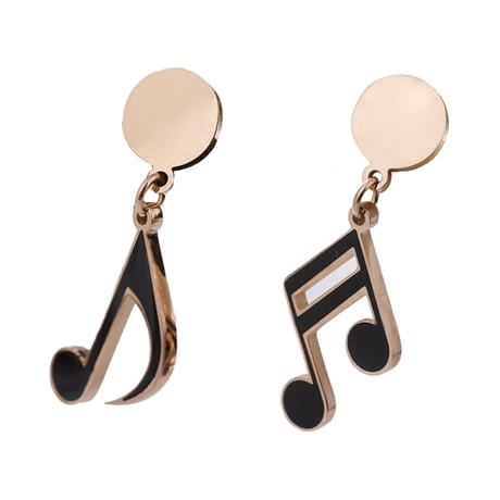 ピアス 音符 四分音符 八分音符 金属アレルギー対応 スタッドピアス ローズゴールド アクセサリー チタンスチール316L DTC-567491682350