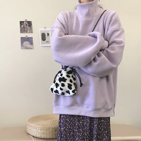 牛柄 ショルダーバッグ ミニバッグ 巾着 バッグ 韓国ファッション レトロ かわいい ガーリー 604070670969