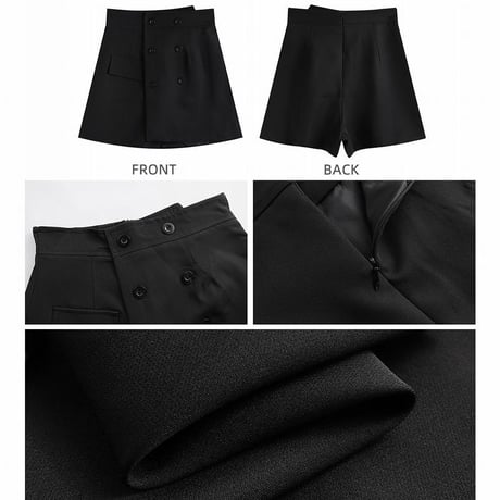 ショートパンツ スカート風 ダブルボタン ハイウエスト ショーパン 韓国ファッション レディース 大人可愛い ガーリー フェミニン DTC-655174488463
