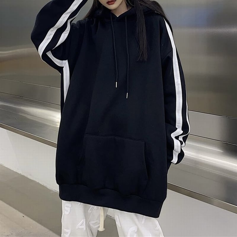 CRONOS パーカー　サイドライン CRONOS BLACK SIDE LINE BRAKER HOODIE【BLACK】