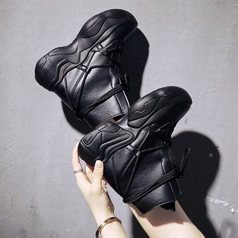 厚底 ハイカット スニーカー ショートブーツ 22.5~24.5cm 厚底 ハイカット スニーカー ショートブーツ 22.5~24.5cm