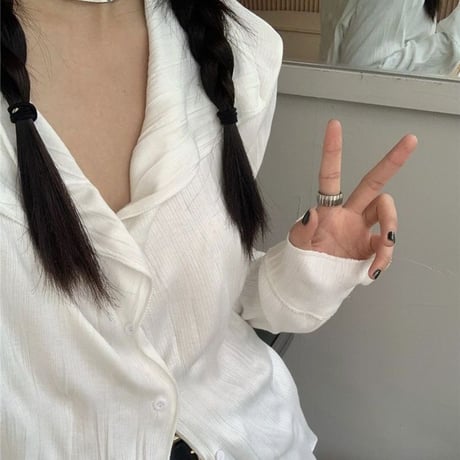 ブラウス プリーツ 薄手 シャツ トップス ルーズ シンプル 長袖 レトロ 韓国ファッション レディース 大人可愛い ガーリー DTC-657423447771