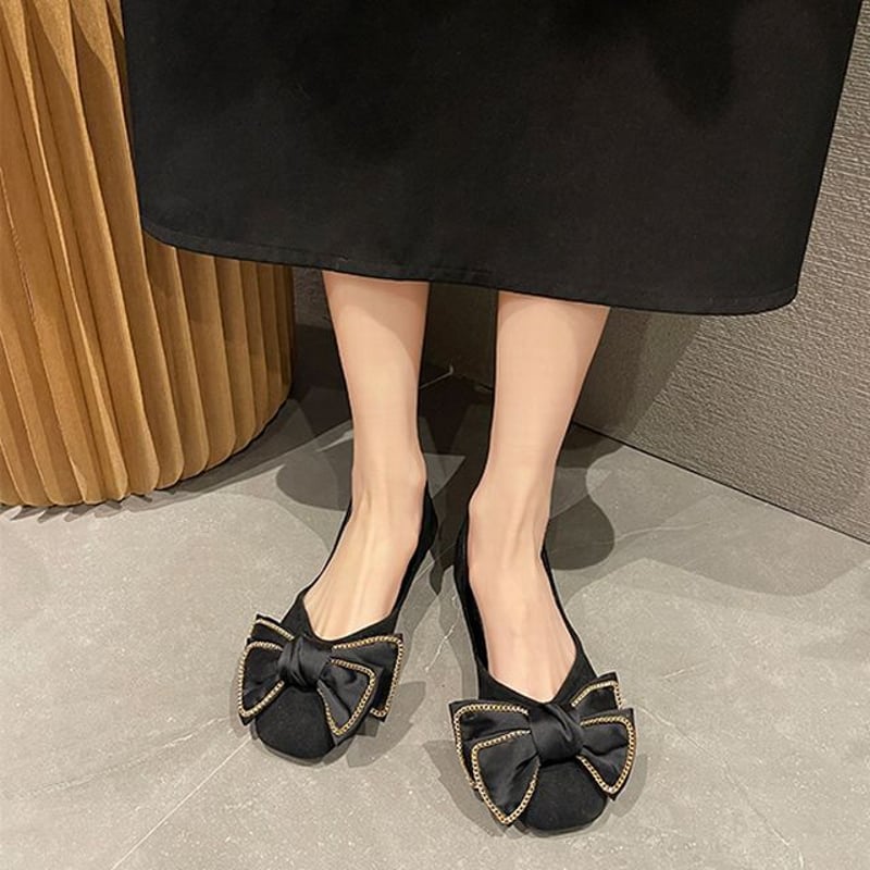 パンプス リボン 22.5~25.0cm フラットシューズ ローヒール パンプス リボン 22.5~25.0cm フラットシューズ ローヒール