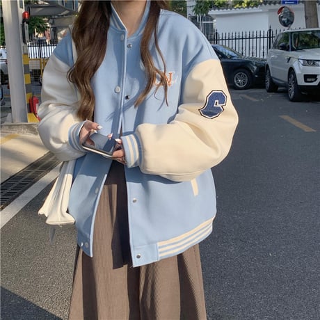 スタジャン ジャンバー ブルゾン ジャケット アウター 長袖 ゆったり オーバーサイズ ゆったり 大きめ 韓国ファッション レディース カジュアル ストリート系 DTC-659919223960