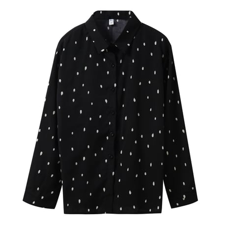 ドット柄 シャツ ブラウス 長袖 韓国ファッション レディース 大人可愛い ガーリー レトロ DTC-627967514232