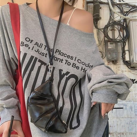 2WAY 前後着用 トップス ロンT ワンショルダー オフショルダー tシャツ スウェット アシンメトリー オーバーサイズ ゆったり レトロ 長袖 カジュアル DTCA-837273595763