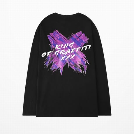 ユニセックス 長袖Tシャツ ×ペイント Tシャツ バツペイント 長袖 オーバーサイズ 韓国ファッション メンズ レディース 韓国ストリートファッション DTC-610859198983