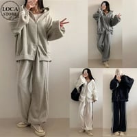 セットアップ 上下セット スウェット サイドライン ダブルジップ パーカー パンツ ジャージ ルーズ レトロ 大人可愛い ガーリー カジュアル DTCA-858330931501