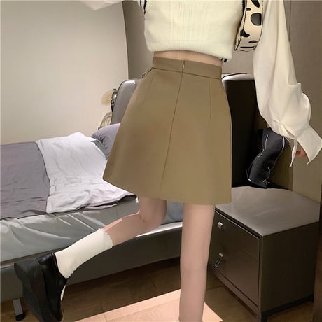 ミニスカート ハーフプリーツ 不規則デザイン チェーン Aラインスカート ハイウエスト スカート レトロ 韓国ファッション レディース 大人可愛い ガーリー DTC-653151389346